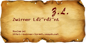 Zwirner Lóránt névjegykártya